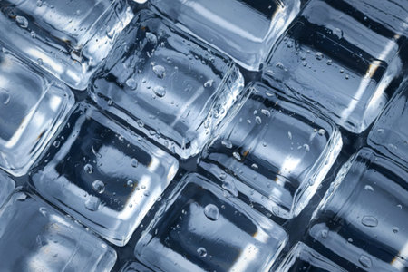 a grid-like pattern of clear, translucent ice cubes
