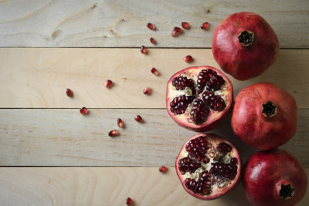 A photo of a pomegranate fruits.の写真素材