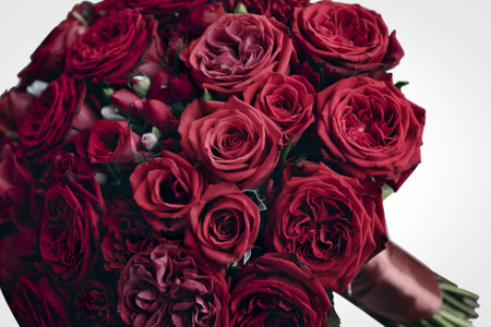 A photo of a wedding bridal bouquet with rosesの写真素材