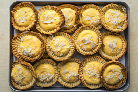 a tray filled with baked pastries