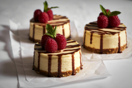three decadent cheesecakesの写真素材