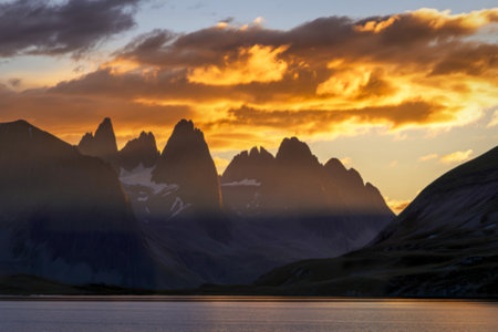 a serene mountain rangeの写真素材