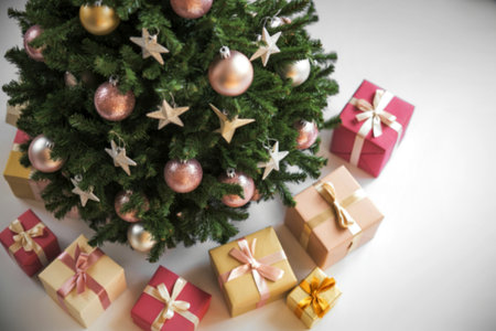 Christmas composition on a white background.の写真素材