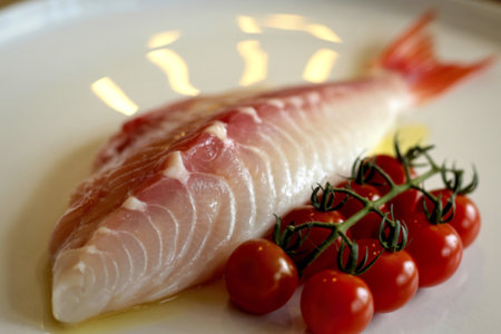 a fresh raw fish filletの写真素材