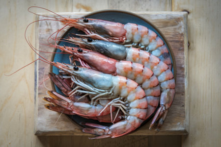 fresh, large raw shrimp