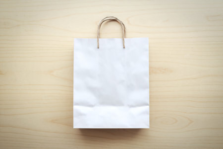 a blank white paper shopping bagの写真素材