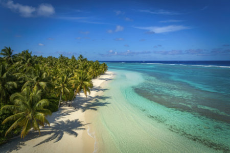 a pristine tropical beach with powdery white sandの写真素材
