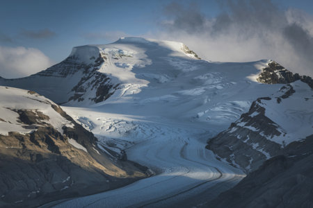 A photo of a beautiful atmospheric alpine landscapeの写真素材