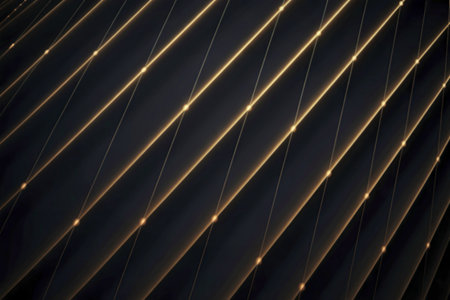 A sleek artwork featuring luminous golden diagonal linesの写真素材