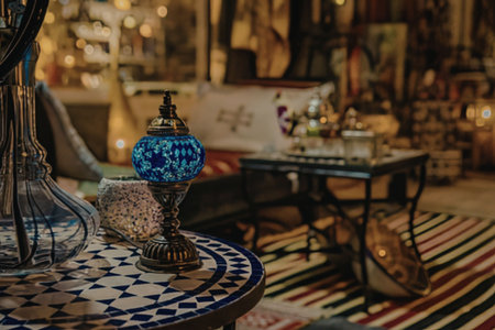 A colorful middle eastern styled room interior