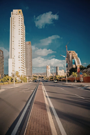 City street with tall buildings