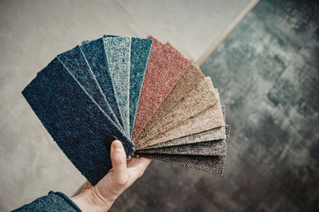 Colorful carpet samples for flooring options