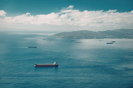 Serene ocean scene with ships
