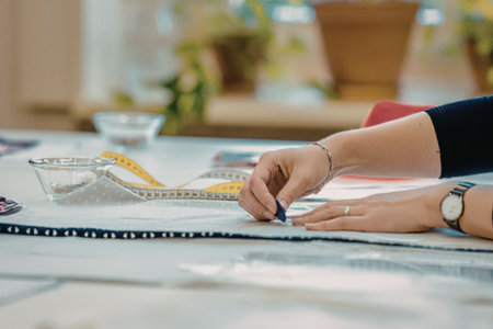 Woman working on architectural plan