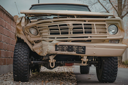 Vintage military vehicle parked outdoors