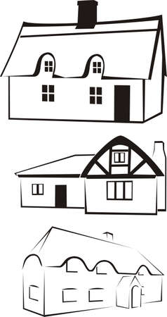 architecture - house silhouette & logoのイラスト素材