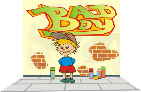 street urchin - wall paintingのイラスト素材