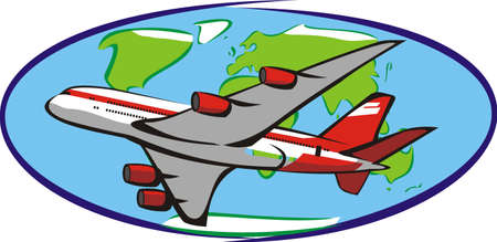 go by plane around the worldのイラスト素材