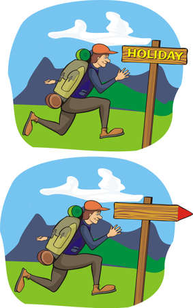 running a tourist with a backpack - holidayのイラスト素材
