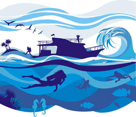 diving on the high seasのイラスト素材