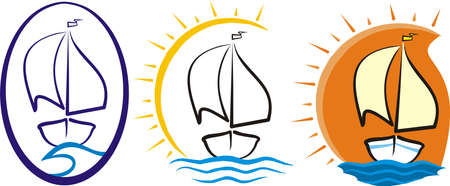 yacht at sea - silhouetteのイラスト素材