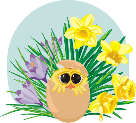 early spring -  easter flower and eggのイラスト素材