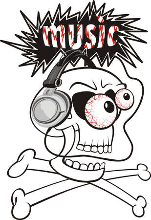 listening to loud music - skullのイラスト素材