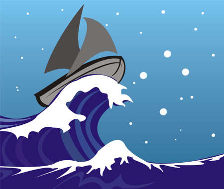 sailing on the wavesのイラスト素材