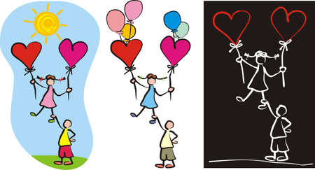 love couple - child s drawingのイラスト素材