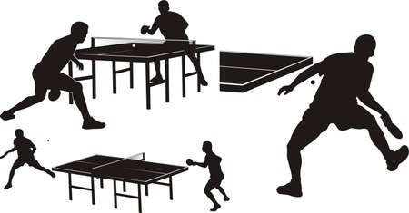 table tennis - silhouettesのイラスト素材
