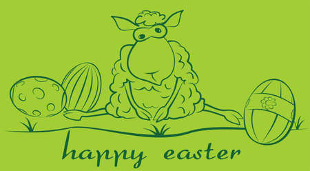 sheep and easter eggsのイラスト素材