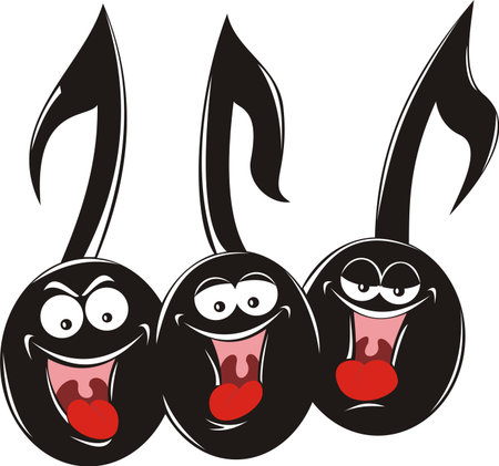 singing musical notesのイラスト素材