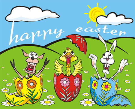 happy easter cardのイラスト素材