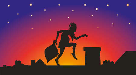 santa claus on the background of starry skyのイラスト素材