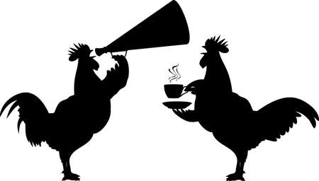 crowing rooster - silhouettesのイラスト素材