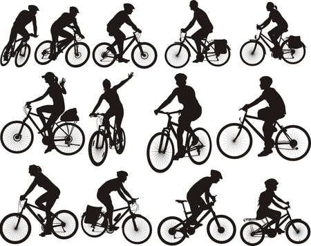 bike silhouettes - cycling and cyclists iconのイラスト素材