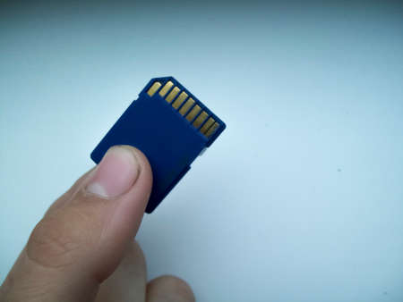 blue isolated SD memory cardの写真素材