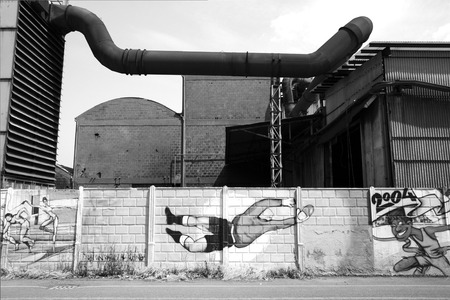 Parade in industrial areaのeditorial素材