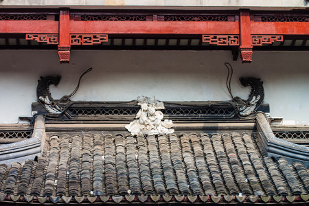 Chinese roofs in Shanghaiのeditorial素材