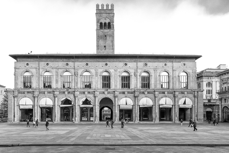 Bologna, Italy - December 28, 2015: Palazzo del PodestÃ , located in the historic center of Bologna, Italy.It is visited by many tourists from all over the world.のeditorial素材