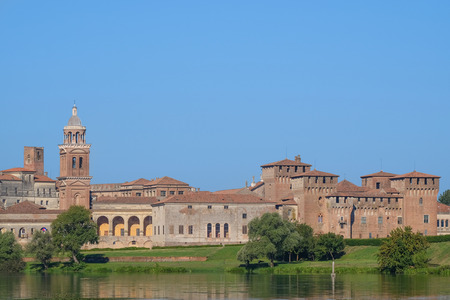View of the medieval town of Mantova in Lombardy, Italyのeditorial素材