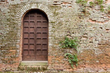 Detail of an old exterior door to the famous castle of Imola in Italyのeditorial素材
