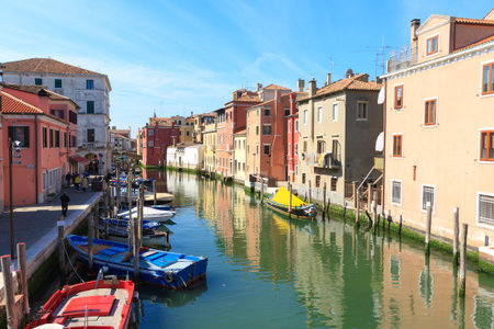 Chioggia, Italy - April 30, 2016: View of the city of Chioggia, Italy, the little Venice.のeditorial素材