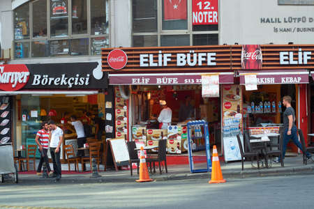 Istanbul, Turkey- September 21, 2017:View of some of the countless fast food restaurants in the cityのeditorial素材