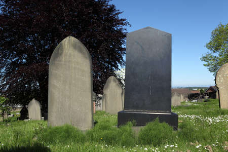 Blank Tombstones in a Cemeteryの写真素材