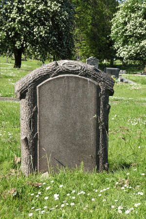 Blank Tombstone in a Cemeteryの写真素材