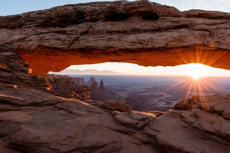 Canyonlands National Park Mesa Arch at Sunriseの写真素材