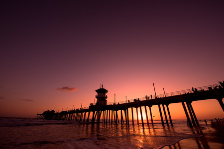 An evening in Huntington Beach, CAの写真素材