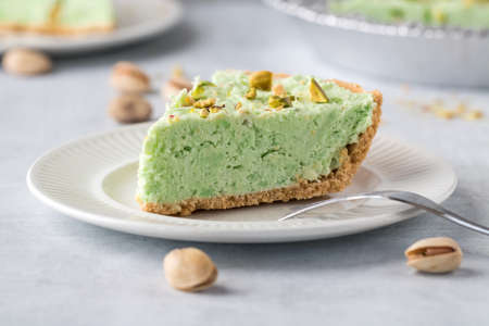Creamy pistachio cheesecake.の写真素材