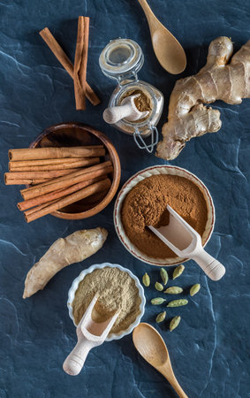 A variety of Indian spices.